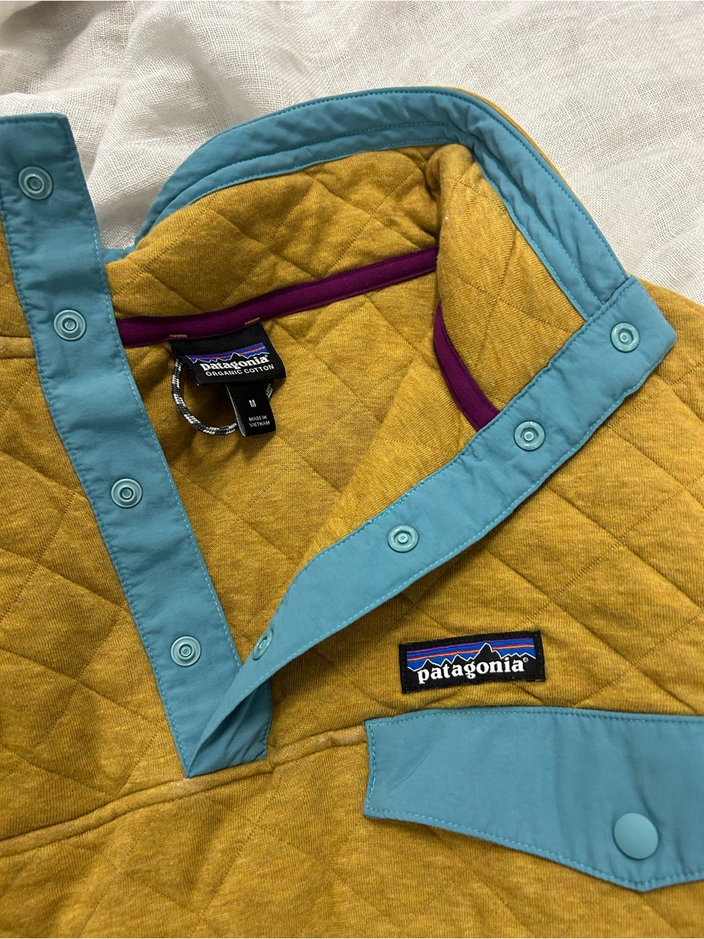 Patagonia Men's Organic Cotton Quilt Snap-T Pullover, Mustard Yellow, Size M - Picture 3 of 7